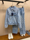 LV denim shirt and pant set