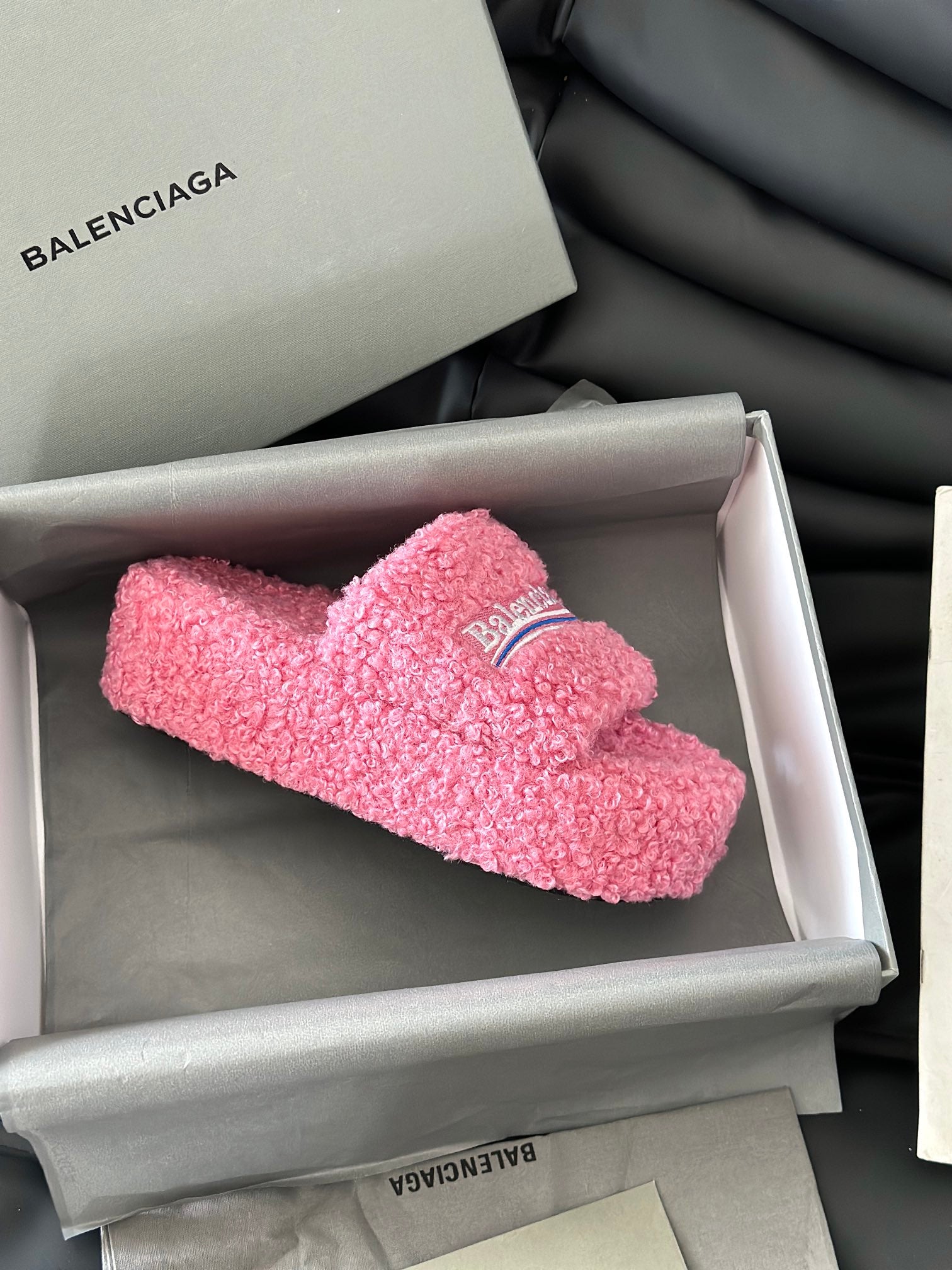 Balenciaga furry slide