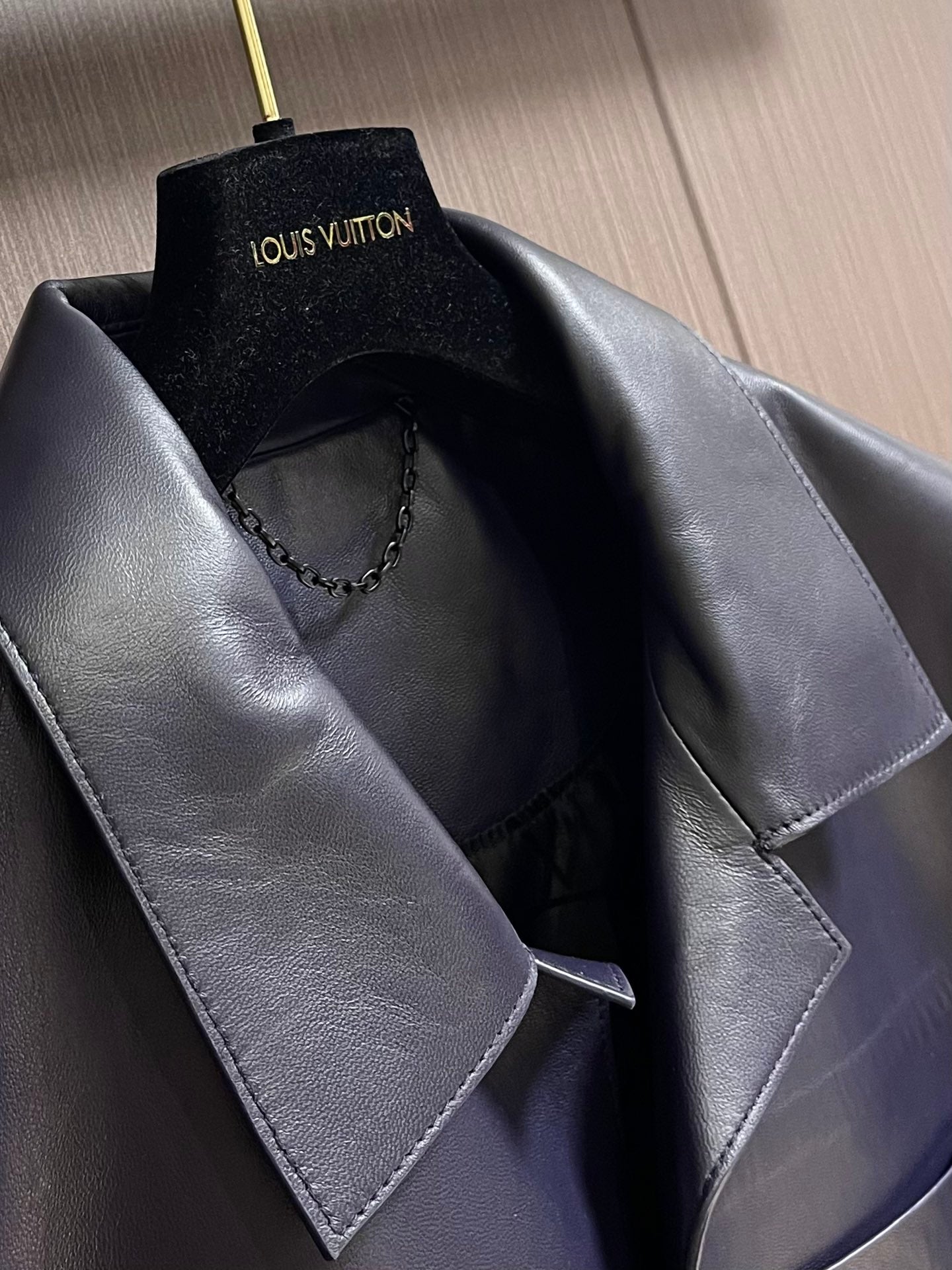 Lv 3D detail leather belted jacket