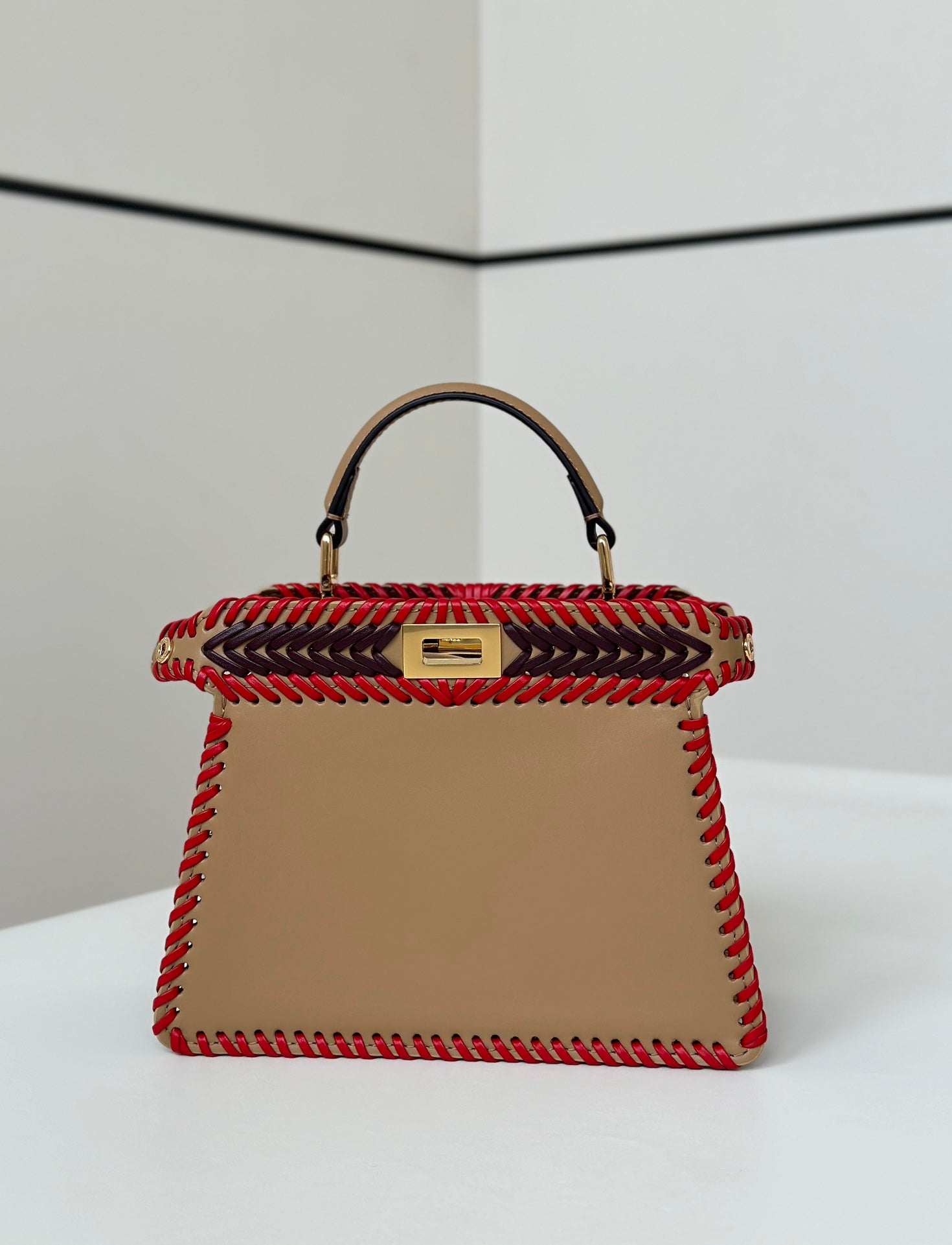 Fendi Peekaboo ISeeU Small Multicolour interlaced leather bag