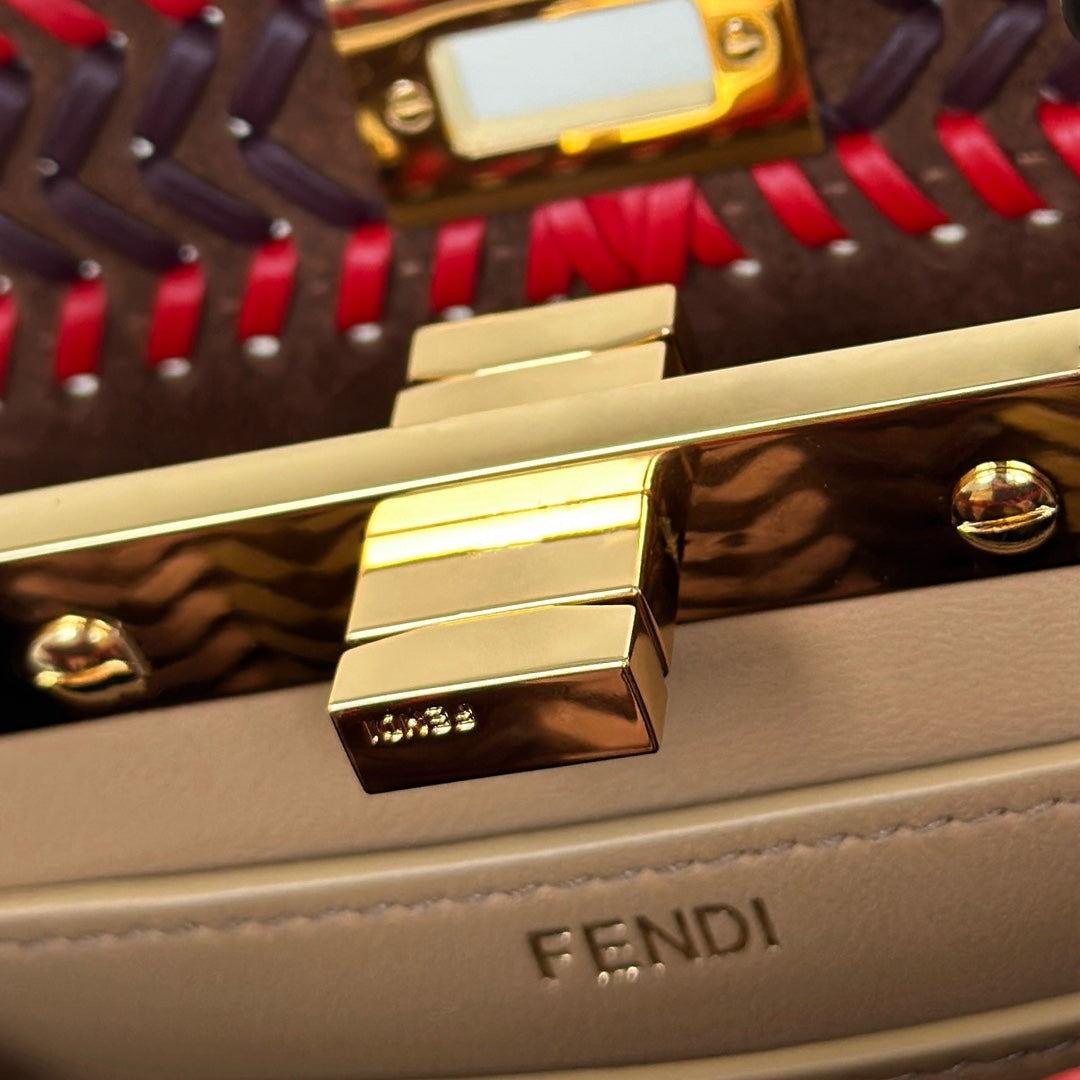 Fendi Peekaboo ISeeU Small Multicolour interlaced leather bag