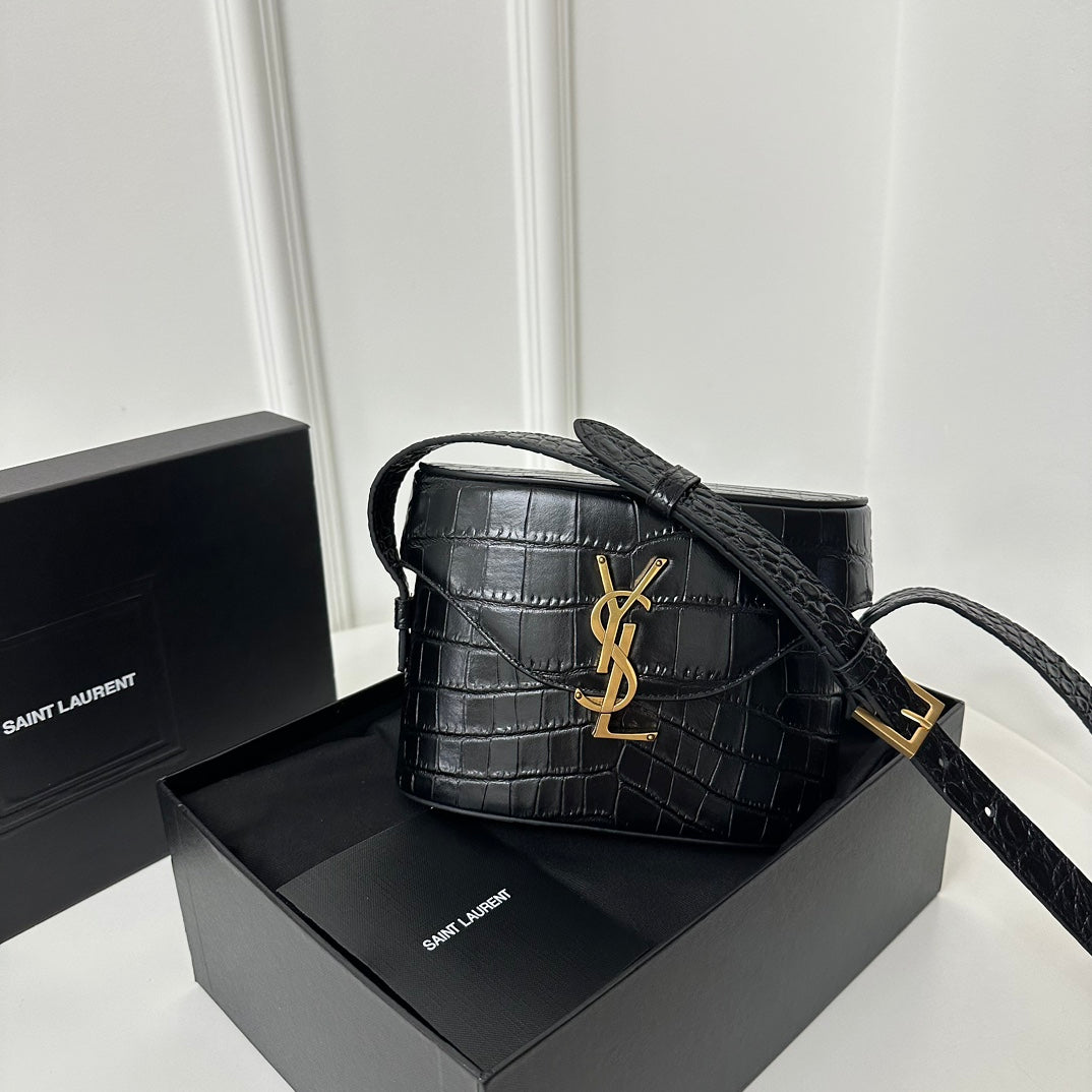 Saint Laurent June Box Bag Croc-Embossed