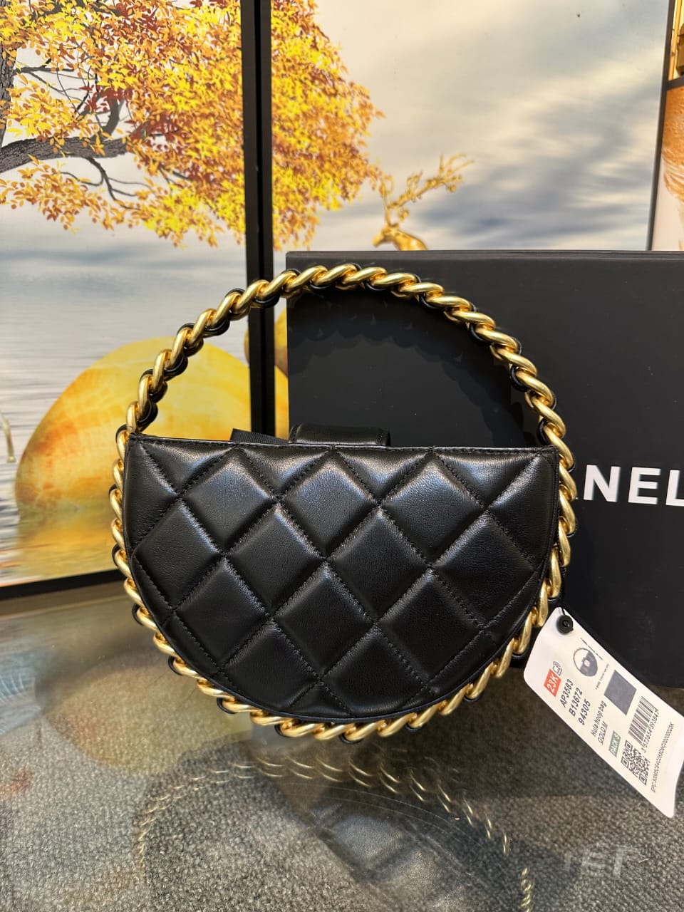 Chanel 23k Camellia Hula Hoop Bag Black