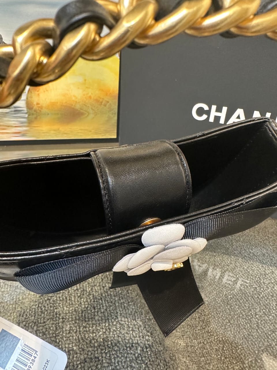 Chanel 23k Camellia Hula Hoop Bag Black