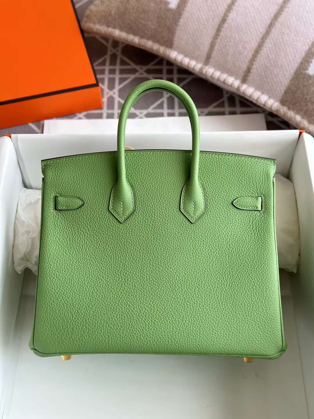 Hermes Birkin 25 Togo leather 3i Avocado Green Vertcriquet Gold GHW