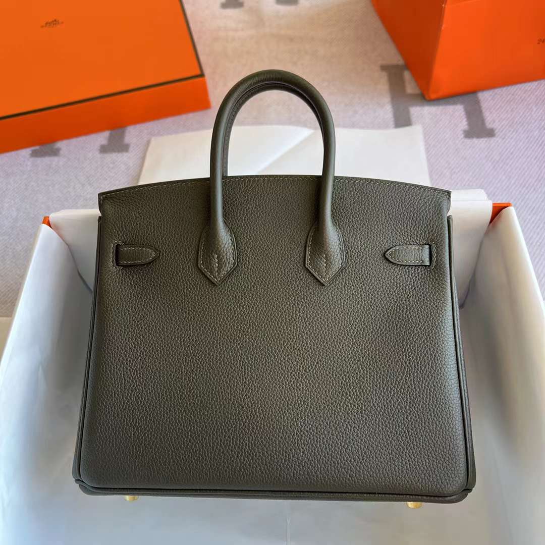 Hermes Birkin 25 Togo C6 Grey Green VertDeGris Gold GHW