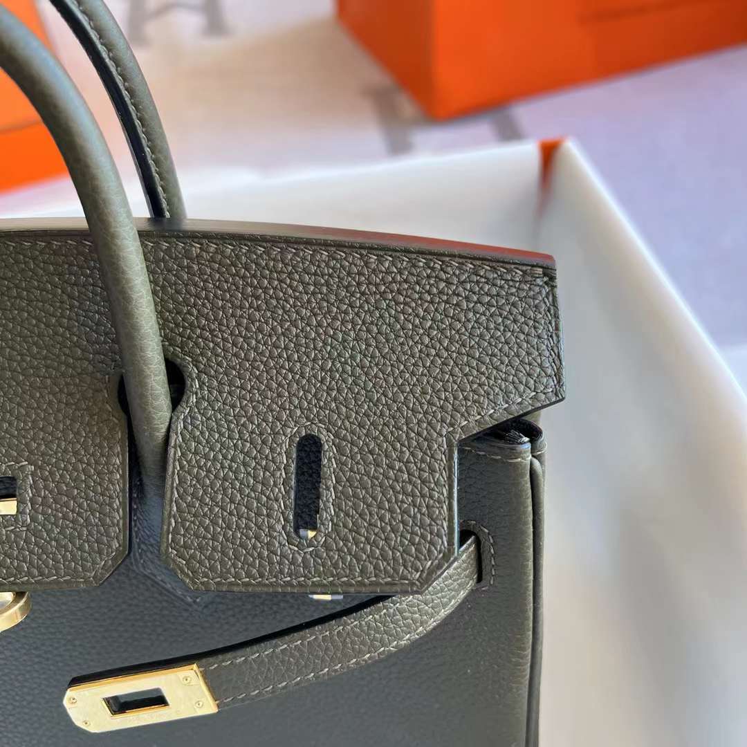 Hermes Birkin 25 Togo C6 Grey Green VertDeGris Gold GHW