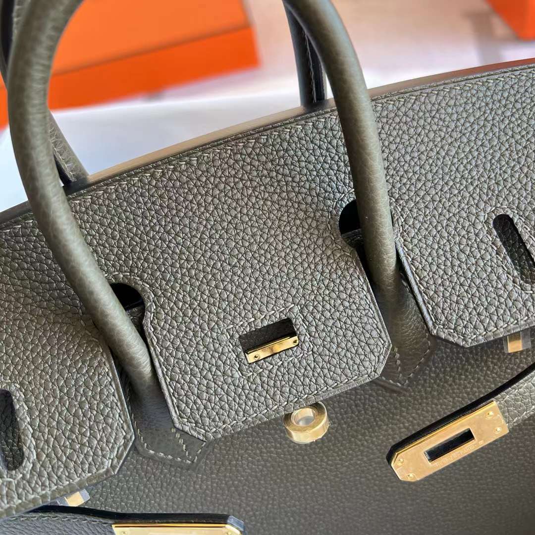 Hermes Birkin 25 Togo C6 Grey Green VertDeGris Gold GHW