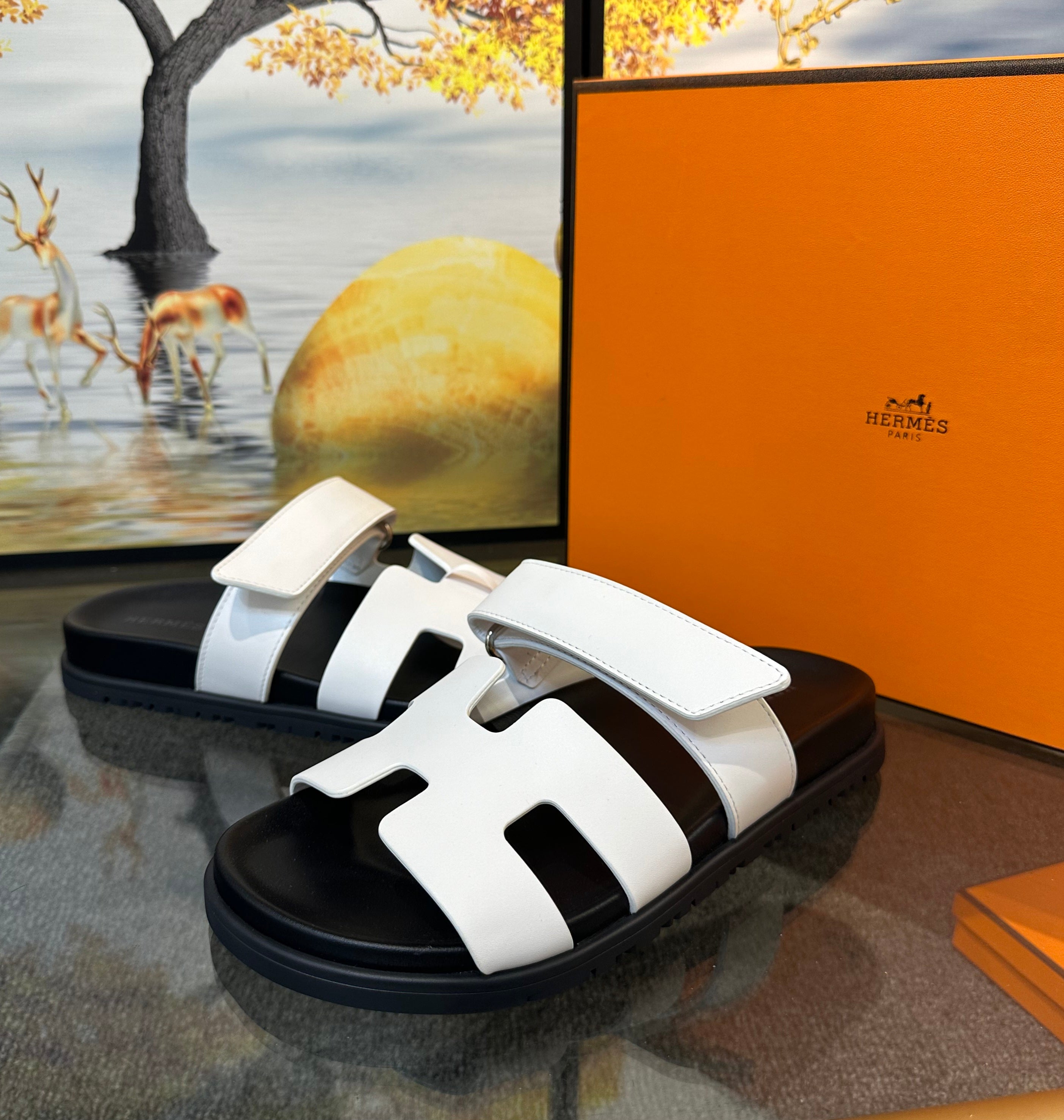 Hermes Chypre sandal white