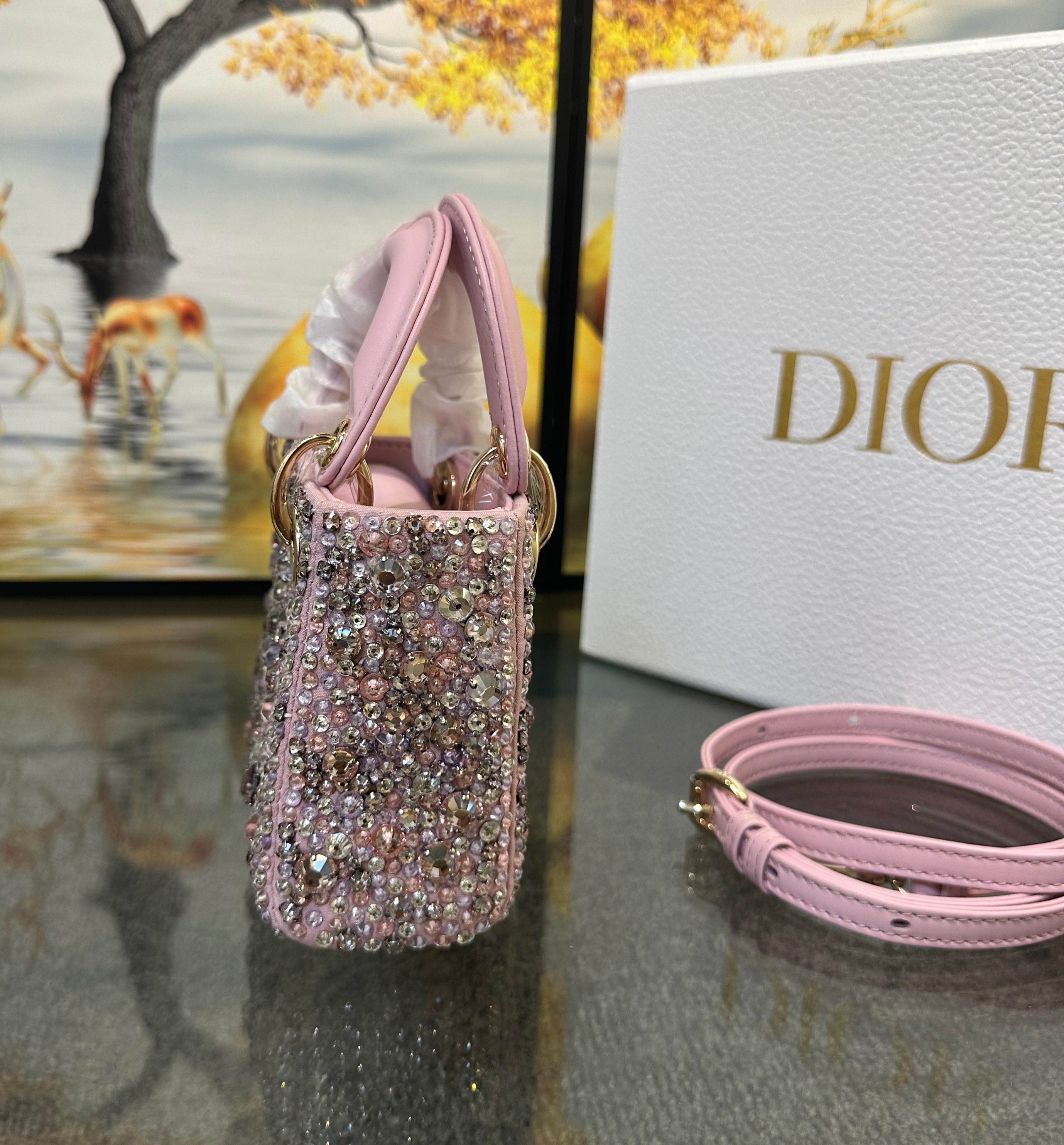 Dior Mini Lady Dior Crystal Embellished Bag