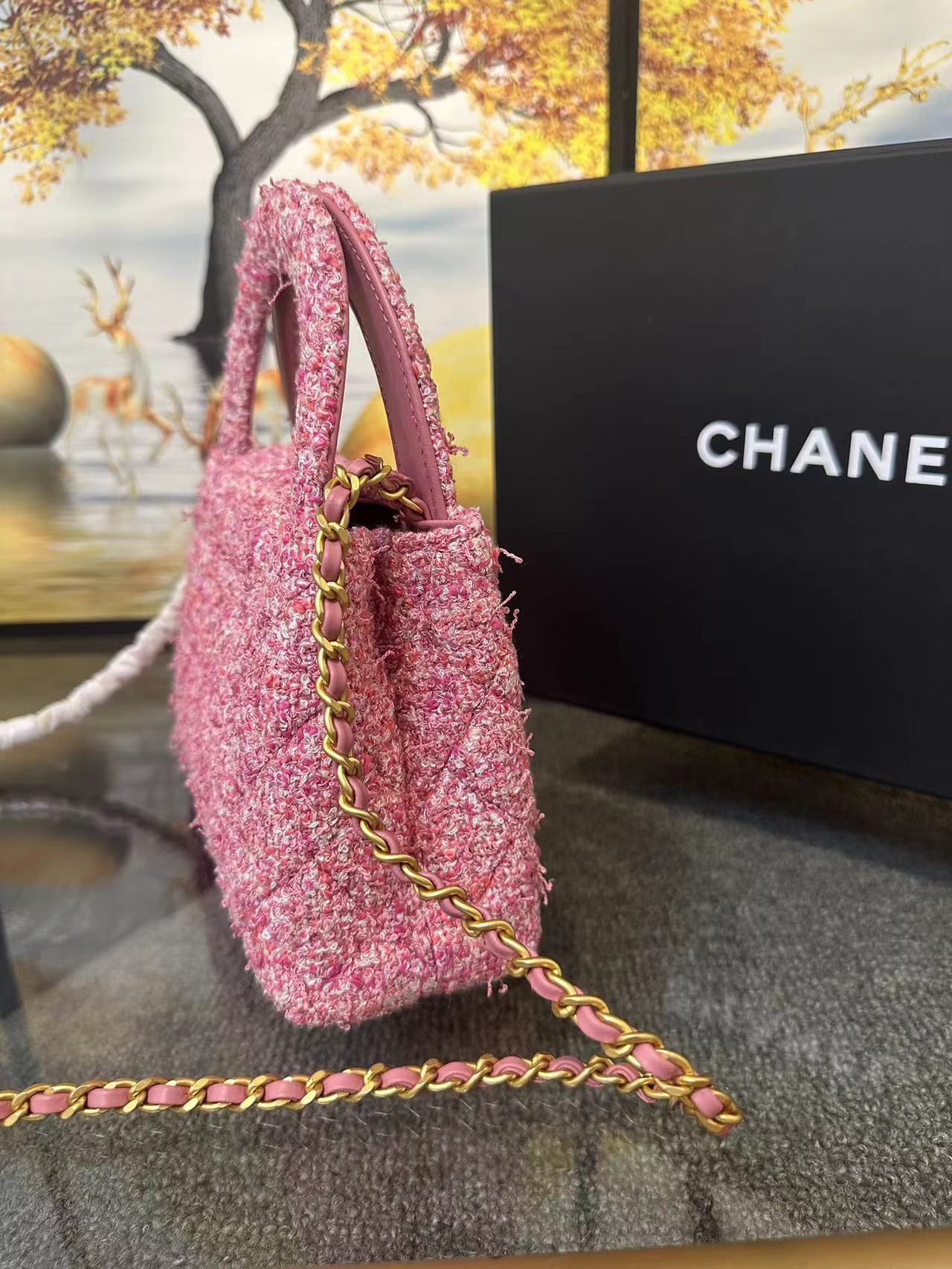 Chanel Mini Kelly Bag In Pink Tweed GHW