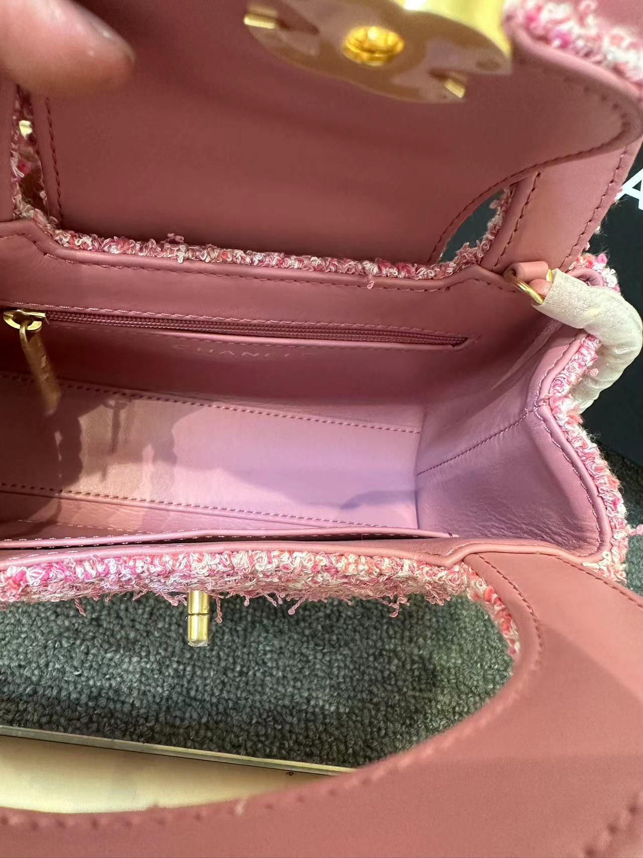 Chanel Mini Kelly Bag In Pink Tweed GHW