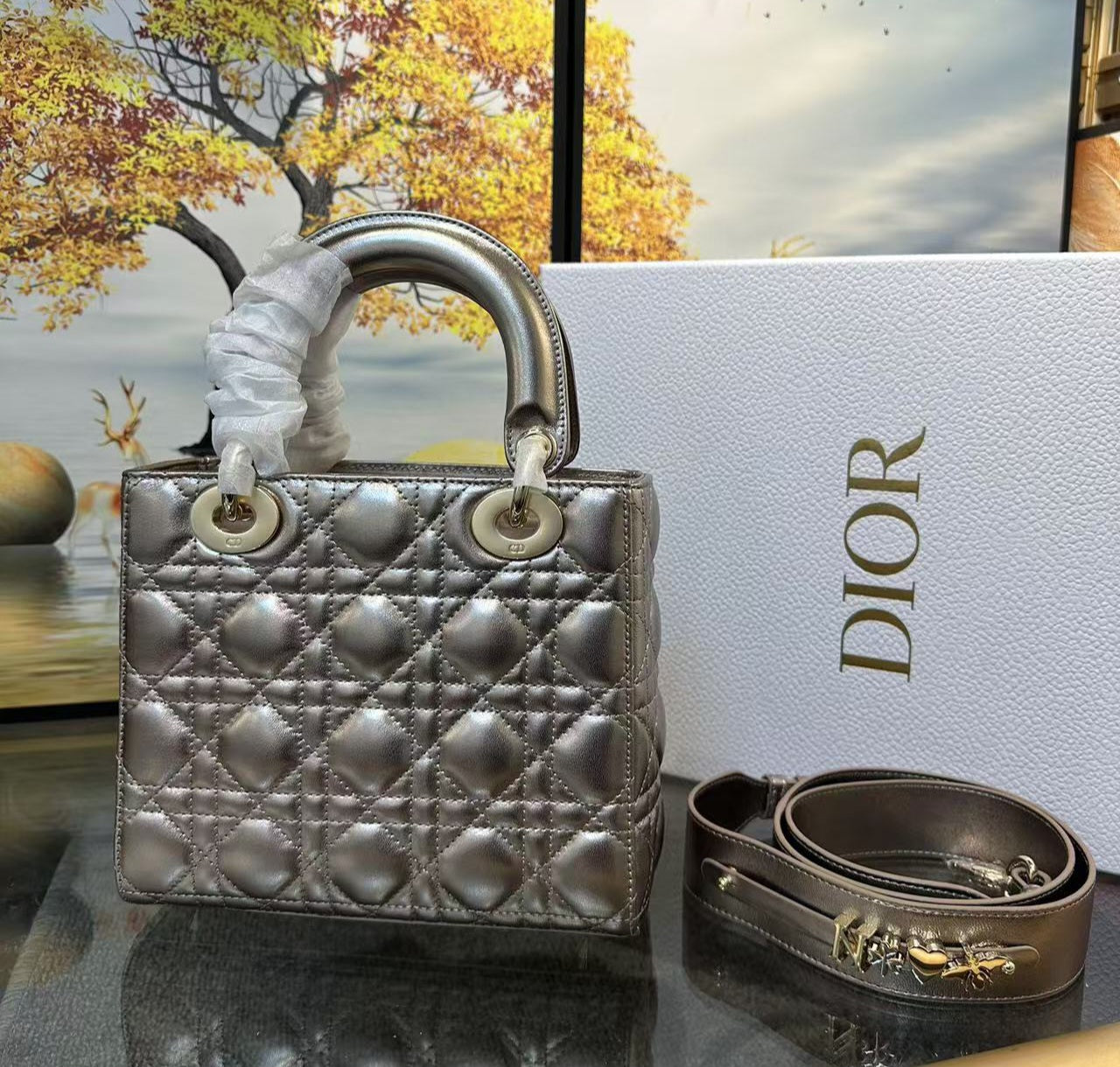 Lady dior bag two toned