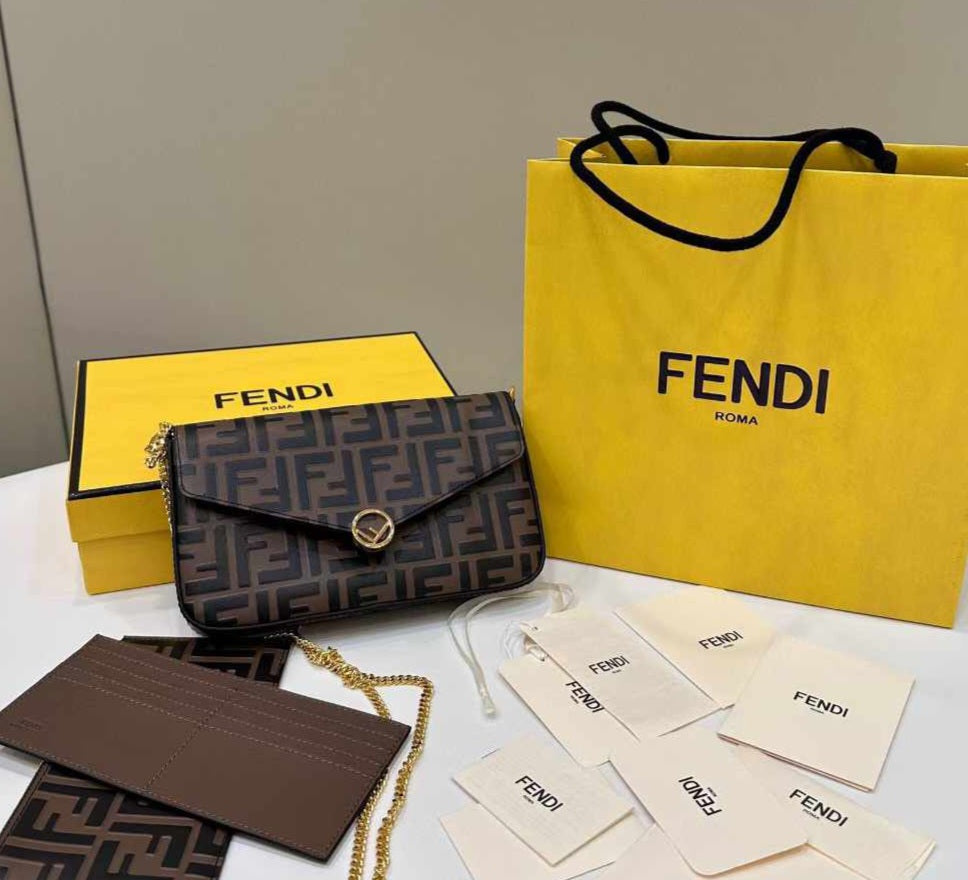 Fendi wallet on chain with pouches